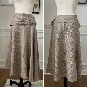 NWT Classiques Entier Tan Plaid Full A-Line Skirt $150 12